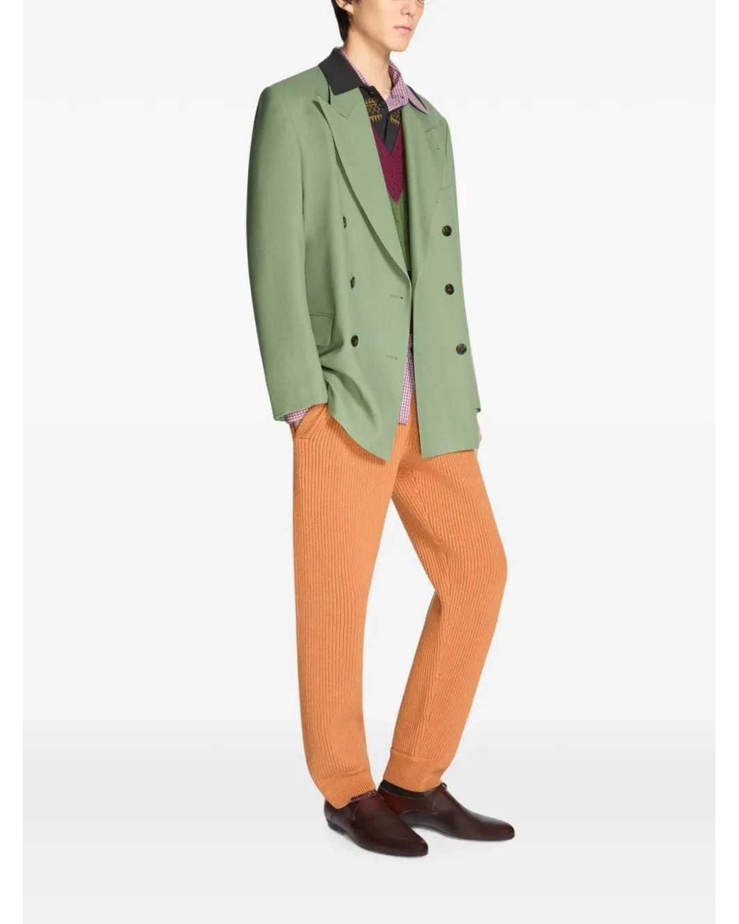 Dries Van Noten Green Oversized Wool Blazer for men