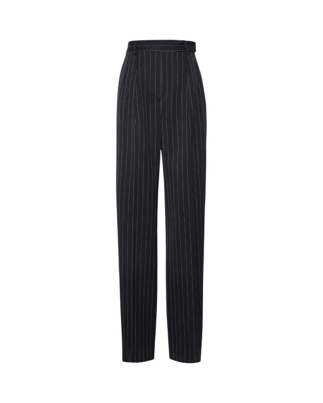 Sportmax Blue Stretch Wool Trousers With Pleats