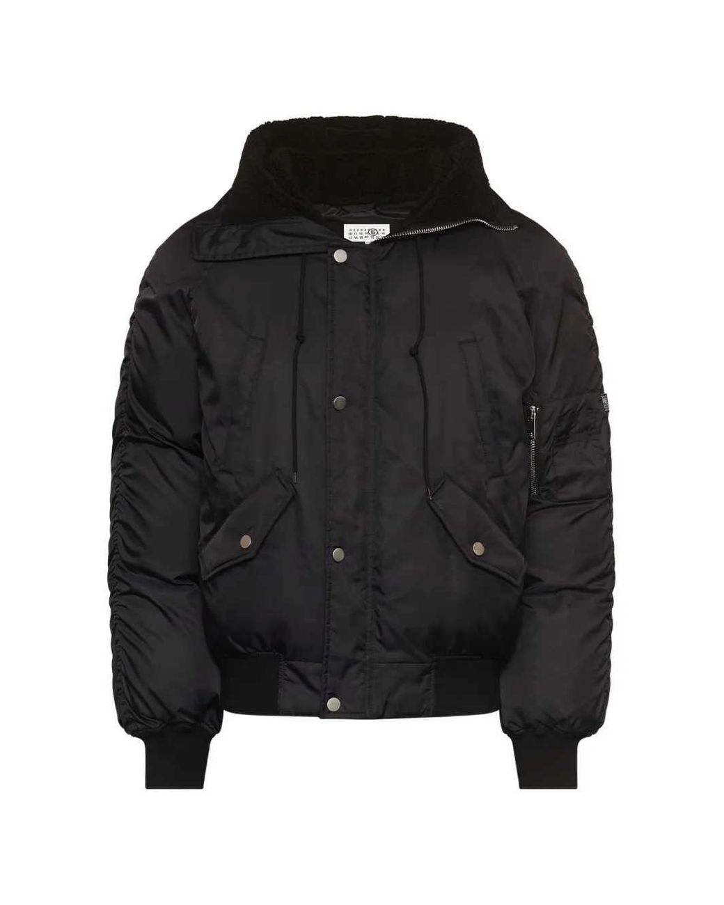 MM6 by Maison Margiela Black Hooded Bomber Jacket for men