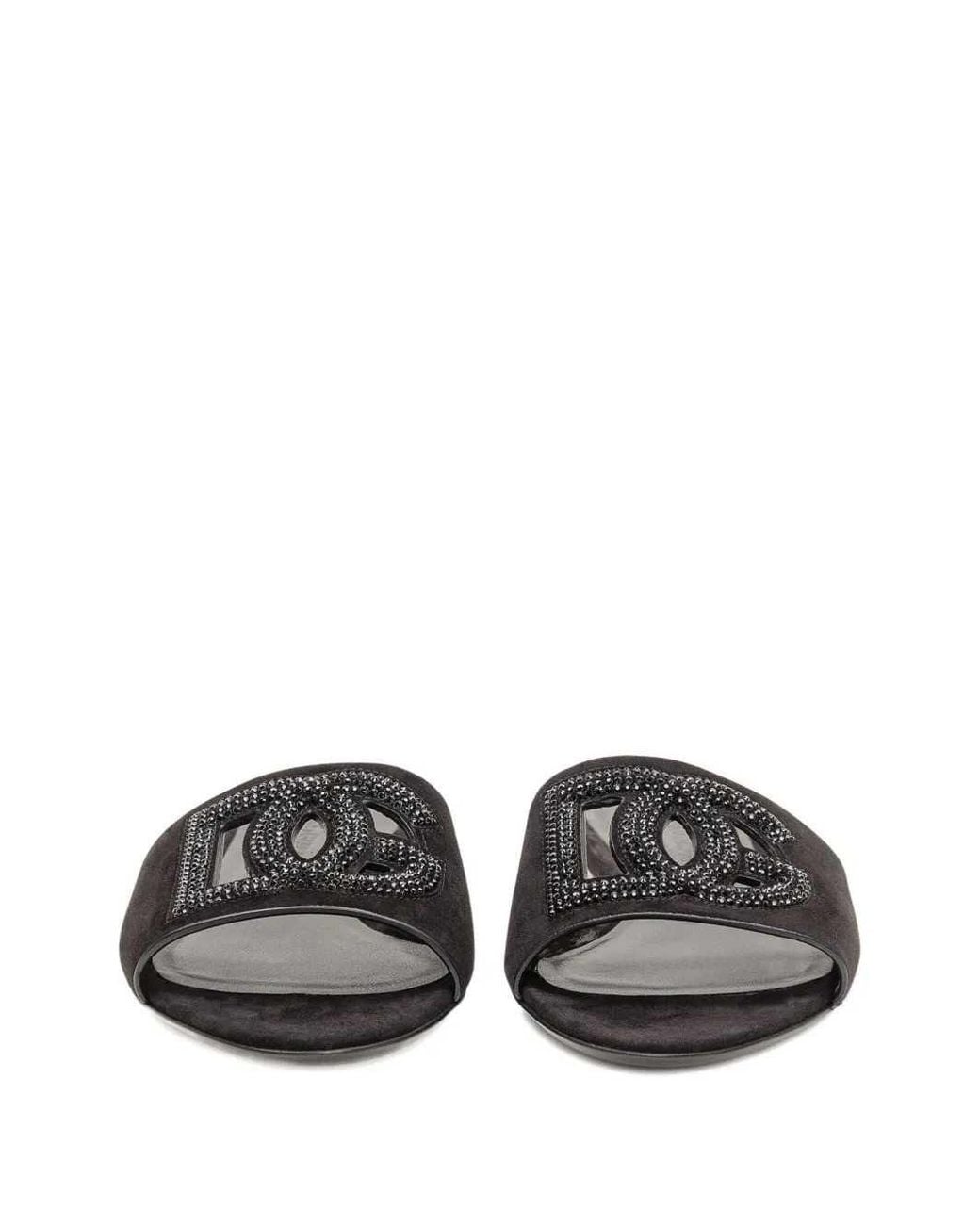Dolce & Gabbana Black Embellished Sandals