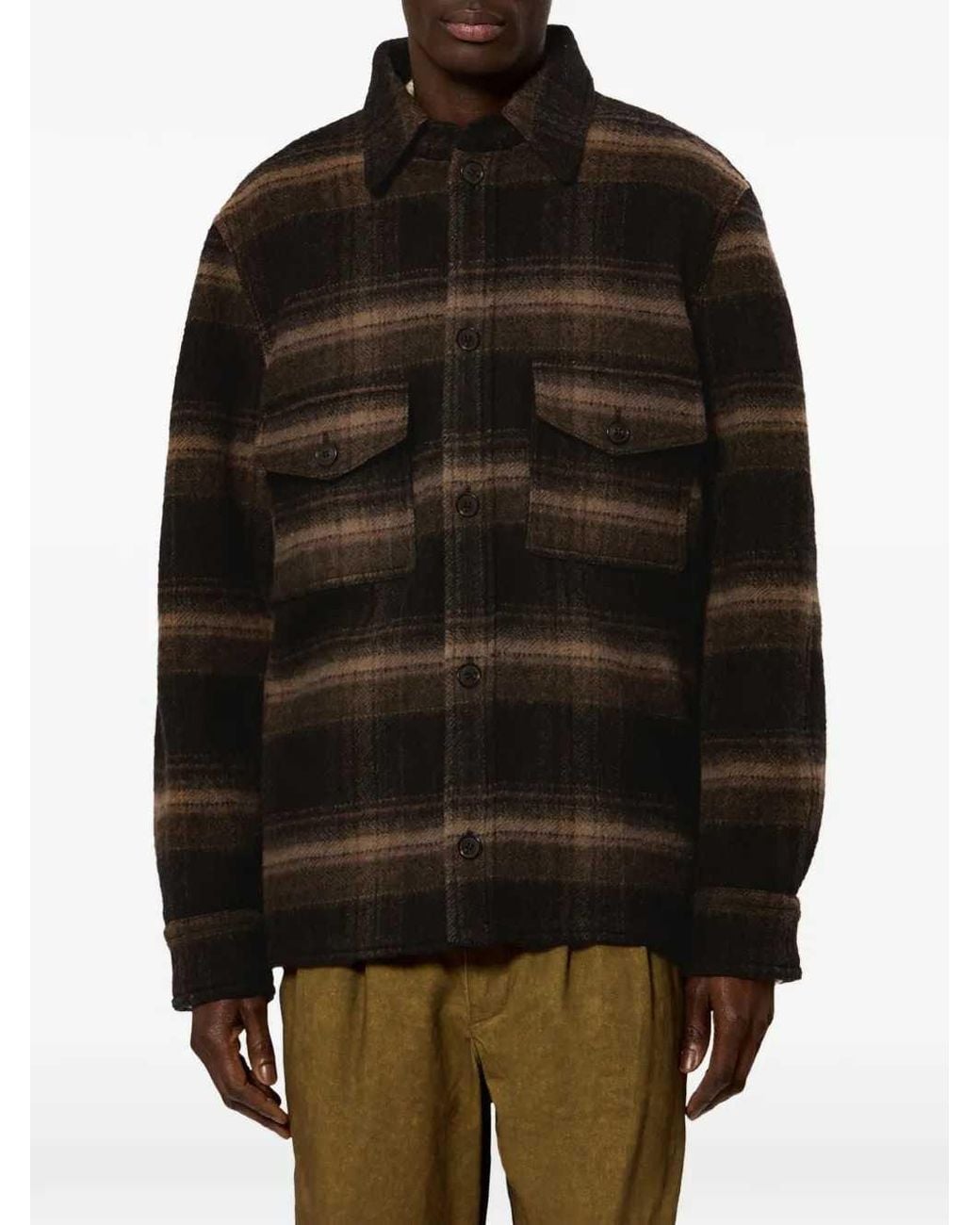 Isabel Marant Black Kervon Check Wool-Blend Overshirt for men