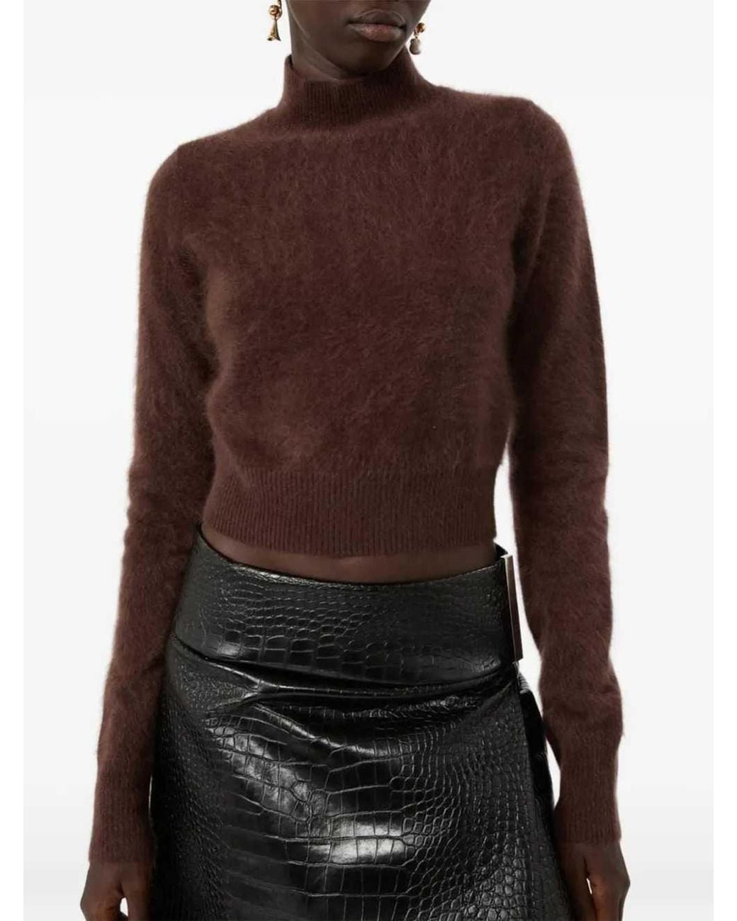 Sportmax Brown Agio Cropped Cashmere Sweater