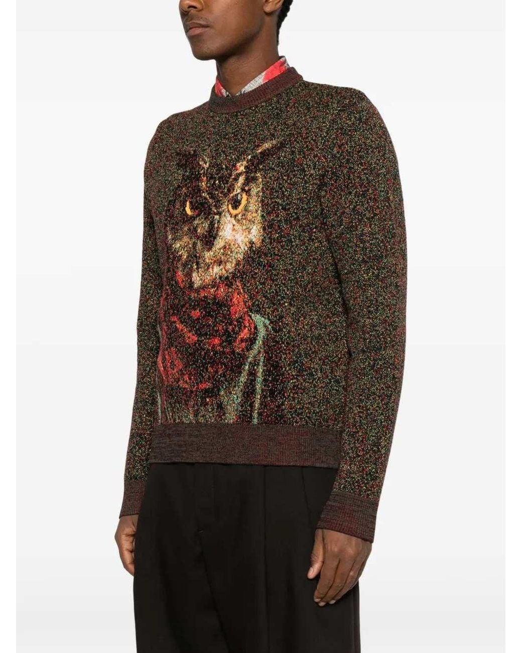 Etro Brown Wool-Blend Knit Sweater for men
