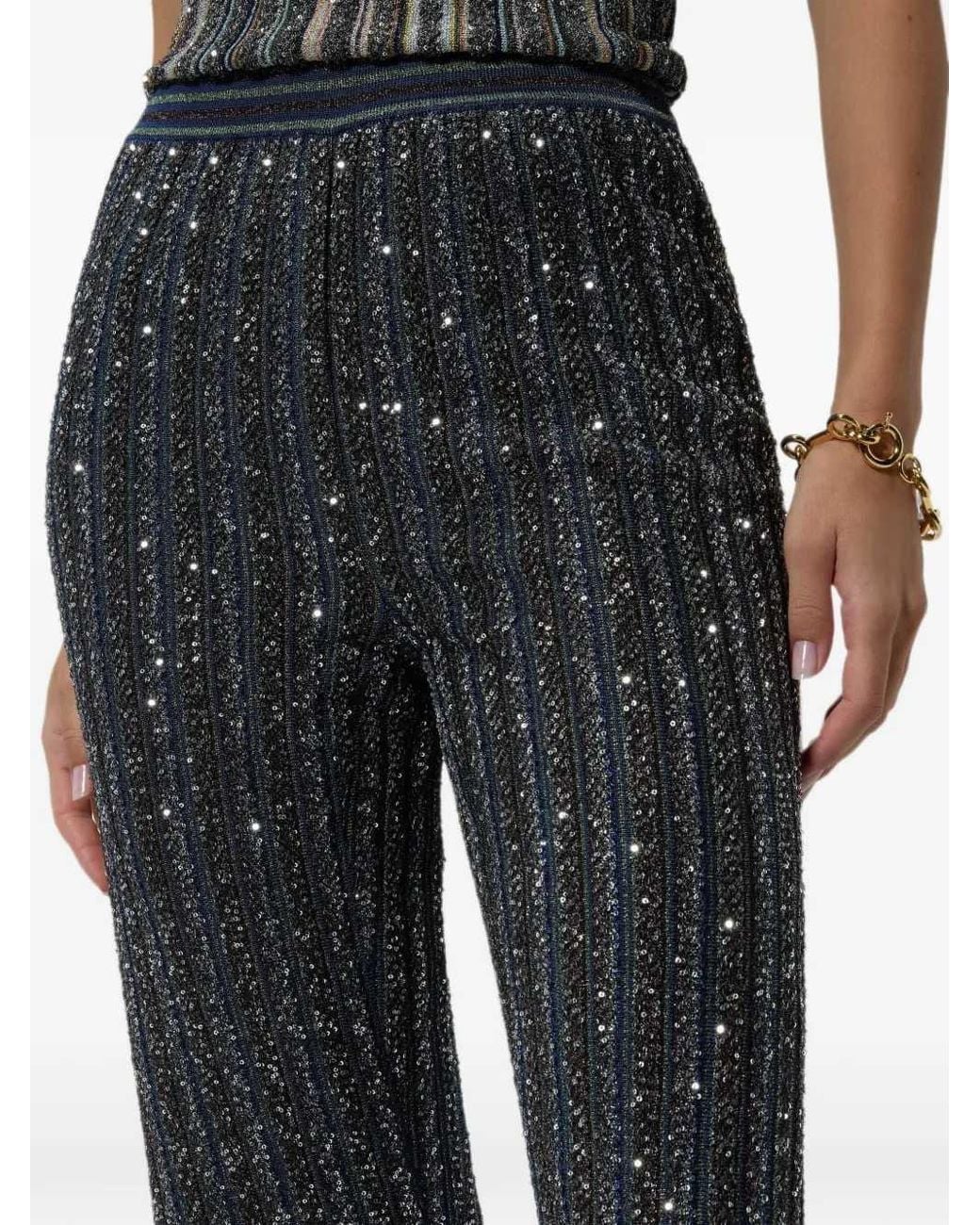 Missoni Black Sequin-Striped Trousers