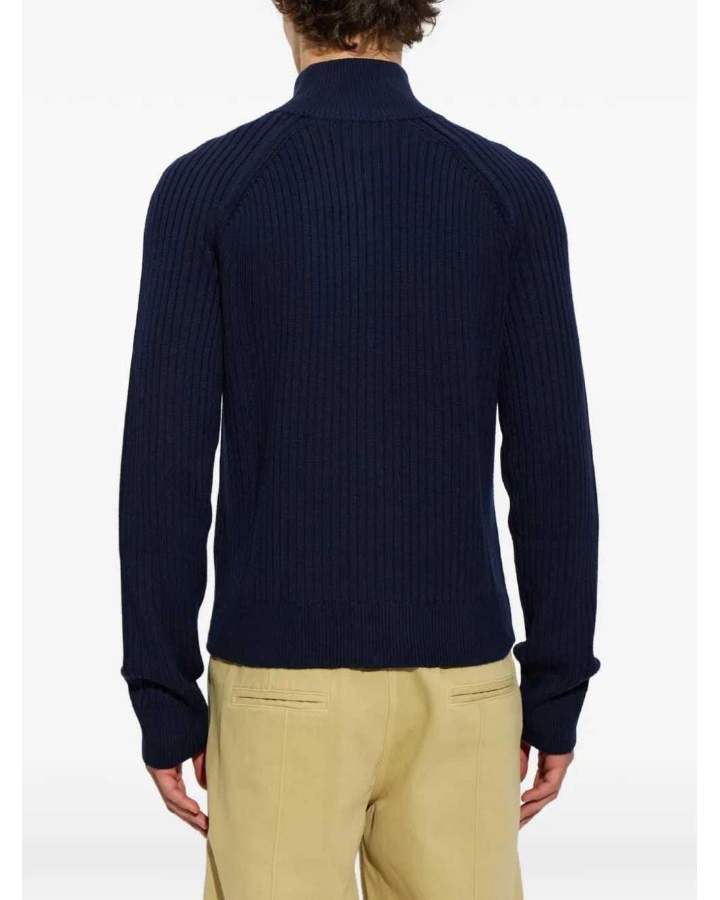 Isabel Marant Blue Ribbed Zip-Up Cardigan for men