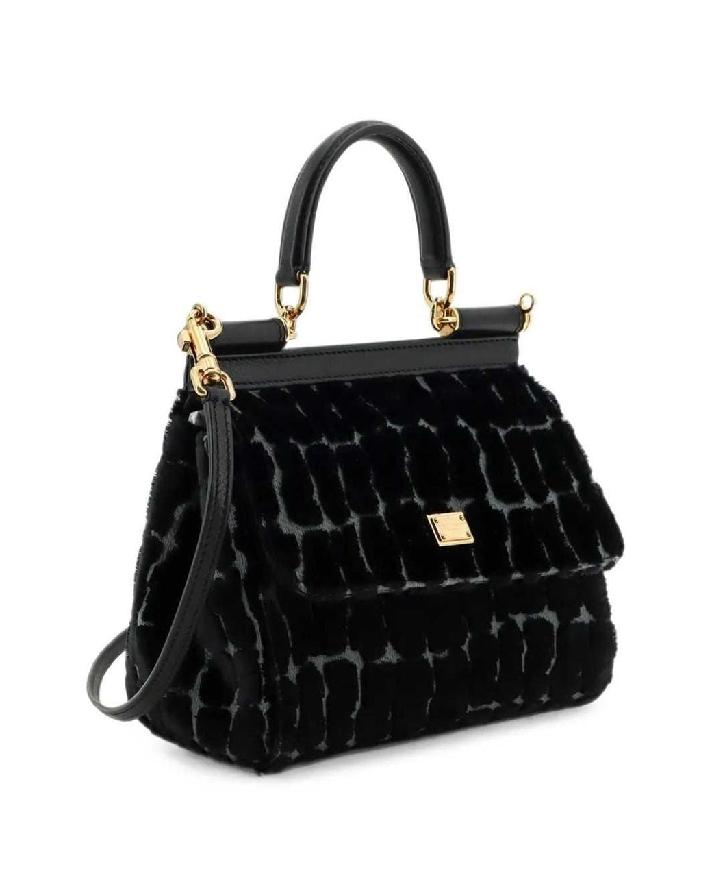 Dolce & Gabbana Black Leopard-Print Sicily Shoulder Bag