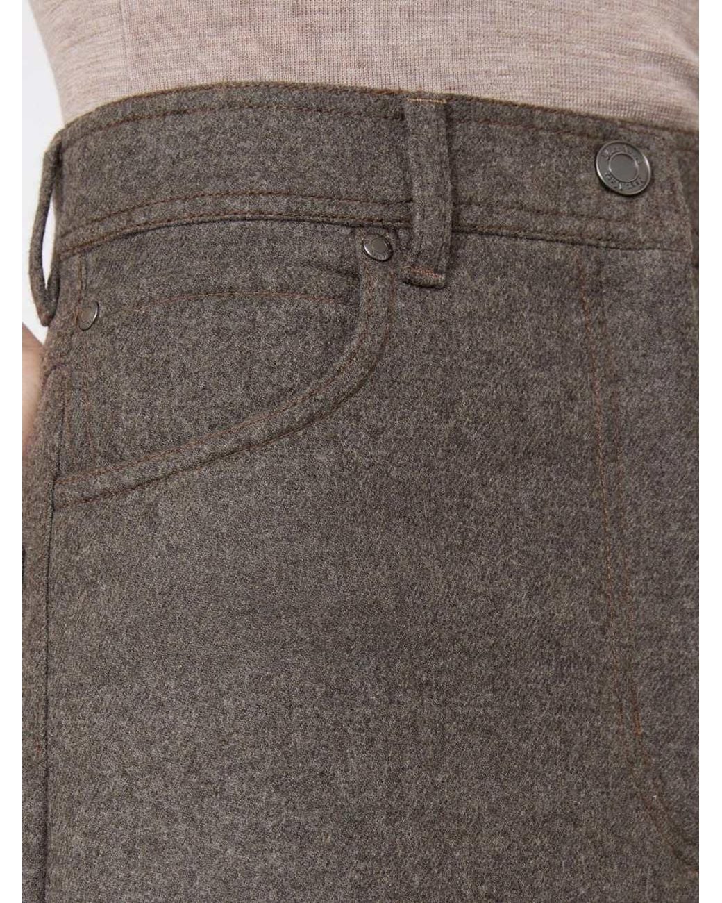 Max Mara Gray Wide-Leg Felted Wool Trousers