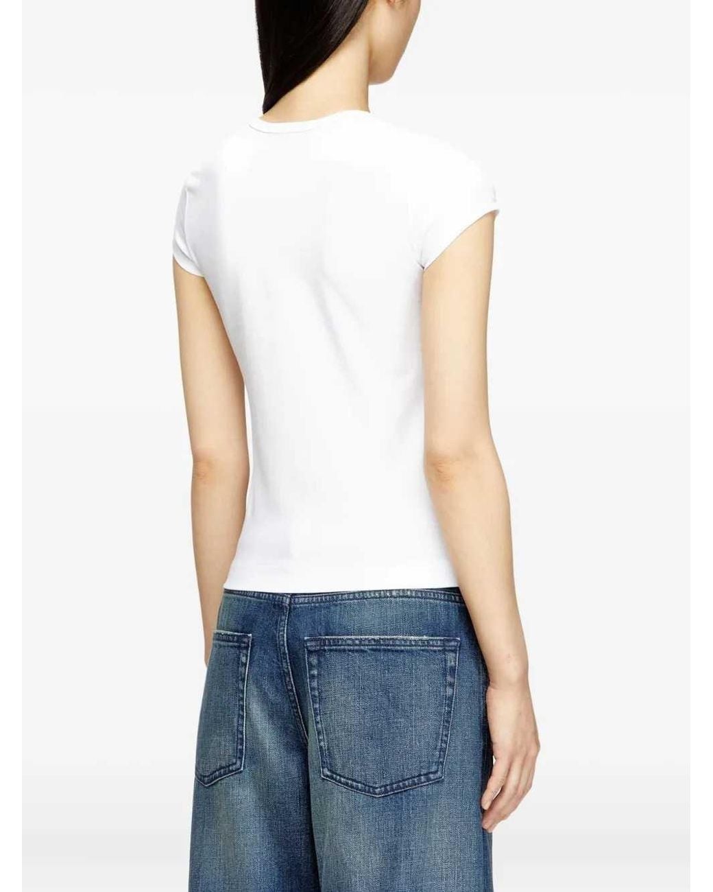 DIESEL White T-Angie Embroidered T-Shirt
