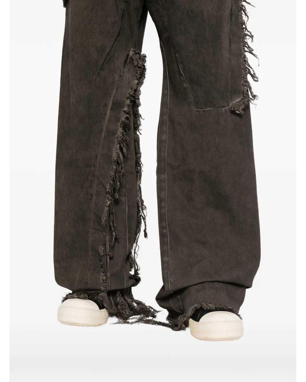 Rick Owens Gray Drkshdw Distressed Wide-Leg Jeans for men