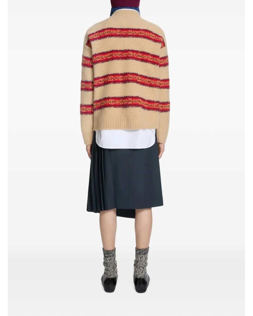 Dries Van Noten Red Jacquard Wool Sweater for men