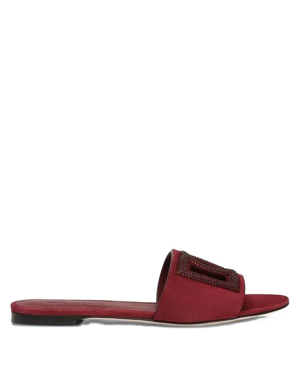 Dolce & Gabbana Red Crystal-Embellished Sandals