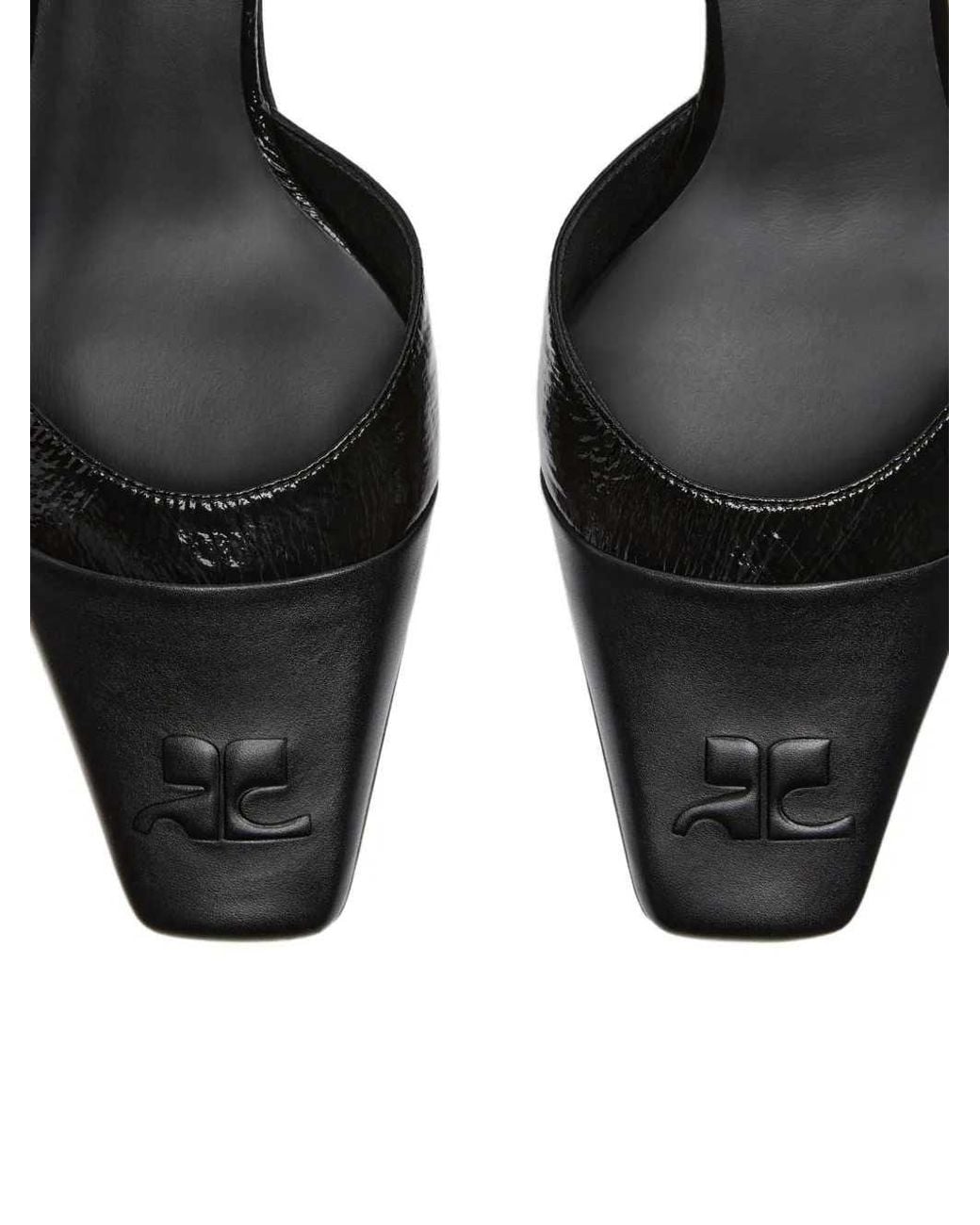 Courreges Black Slingback Pumps With Vinyl Toe