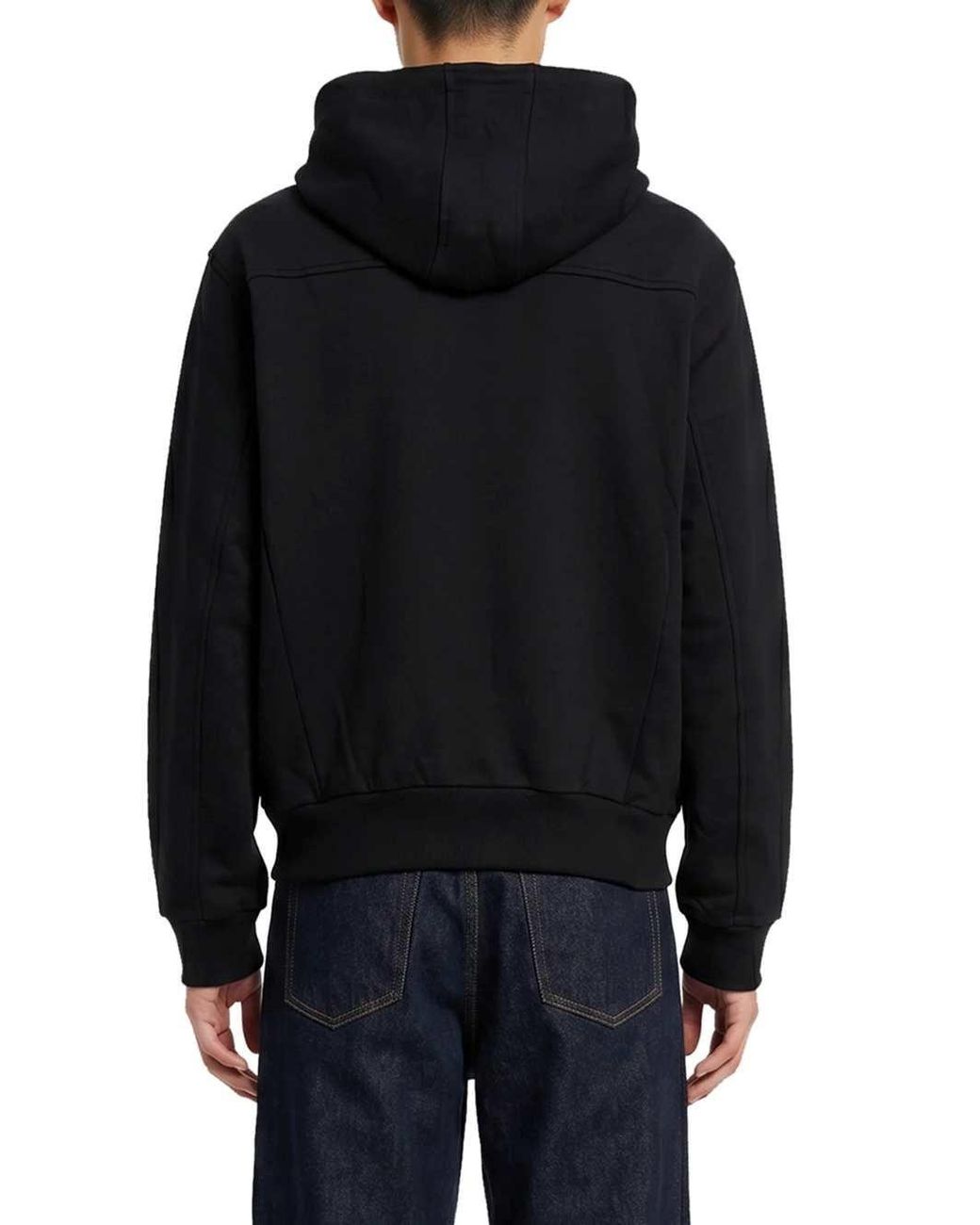 Dries Van Noten Black Oversized Zip-Up Hoodie for men