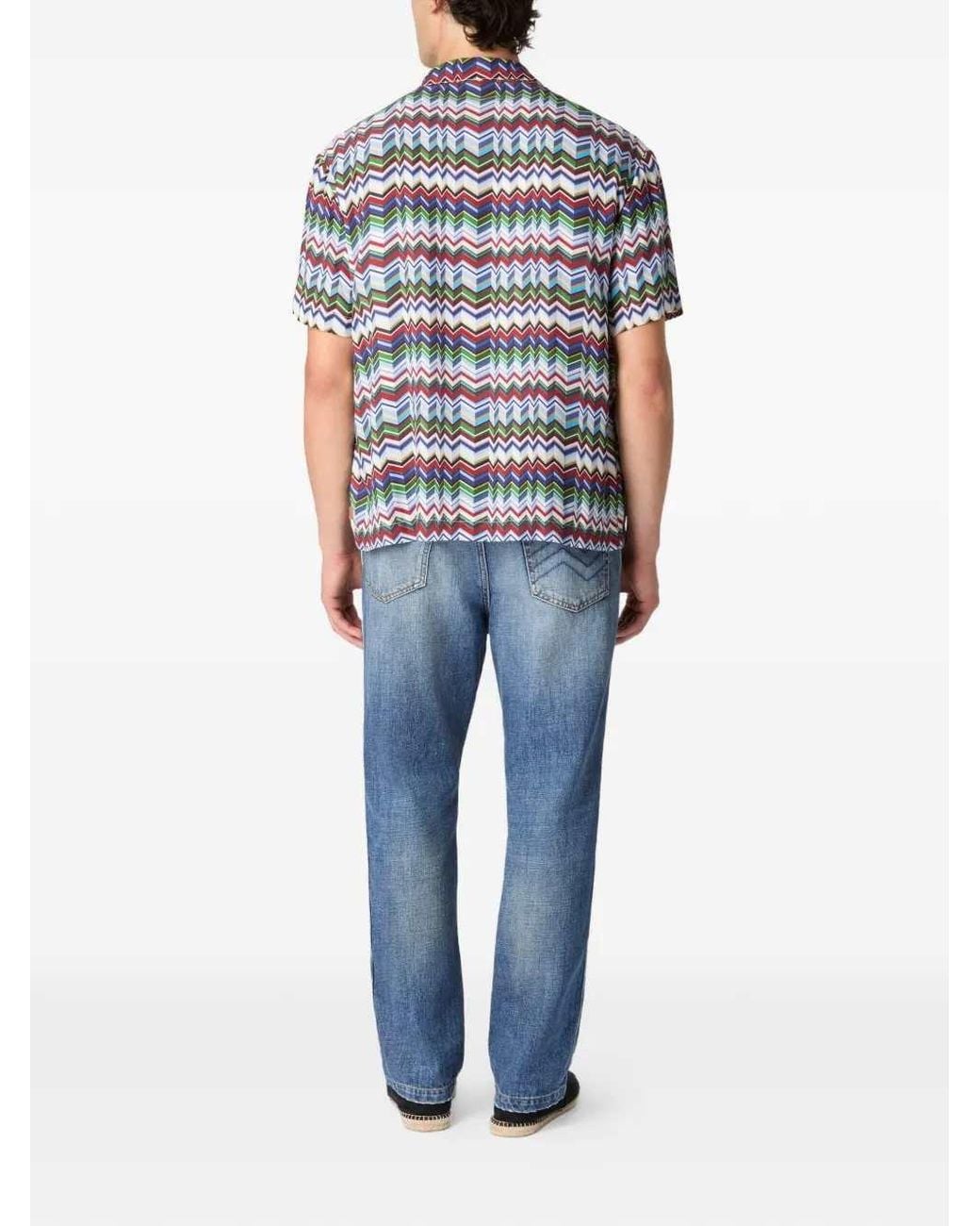 Missoni Blue Zigzag Button-Up Shirt for men