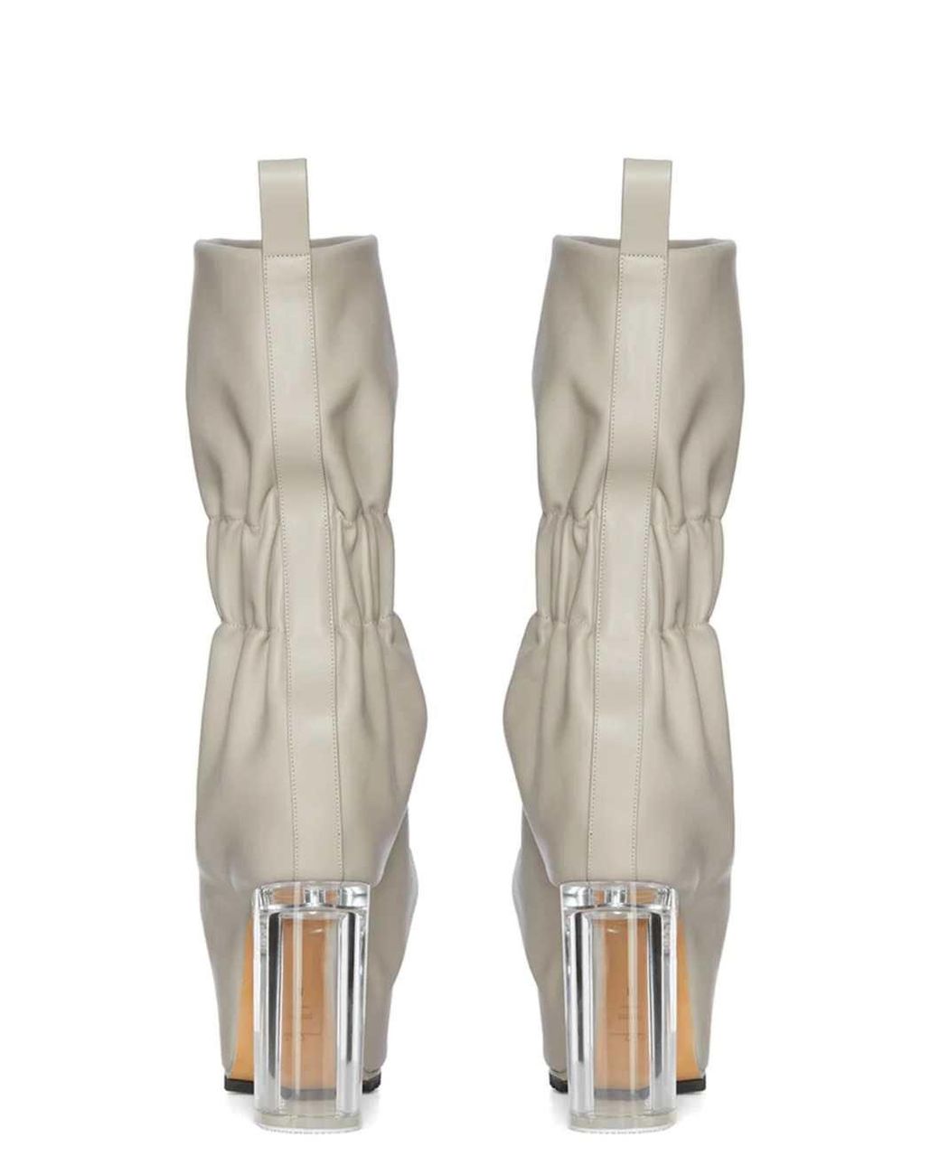 Rick Owens Natural Ss26 Cuffed Boots With Pearl/Transparent Grained Calfskin Case