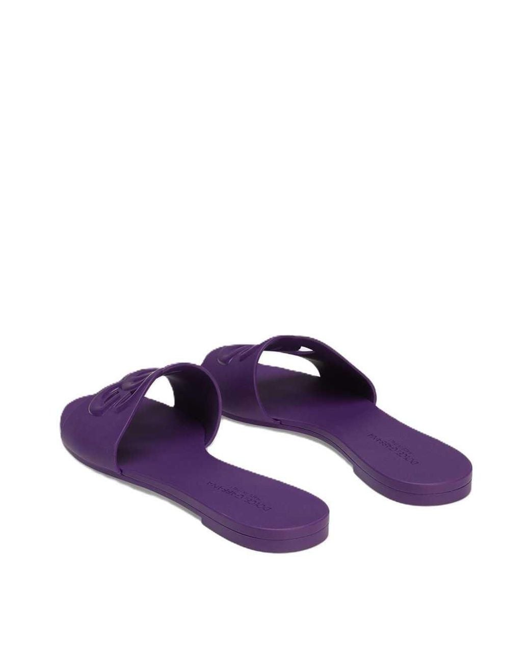 Dolce & Gabbana Purple Slide Sandals With Cut-Out Detail