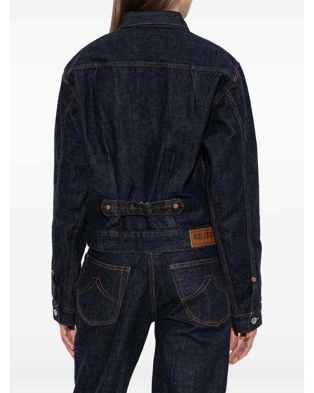 KENZO Blue Floral-Pattern Denim Jacket