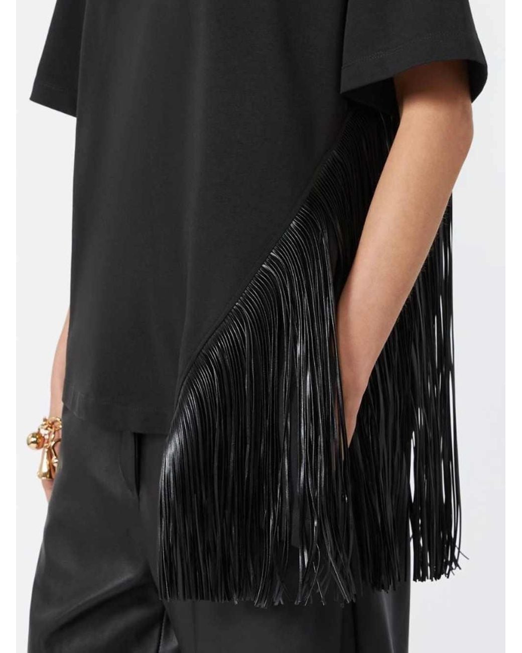 Sportmax Black T-Shirt With Fringe Details