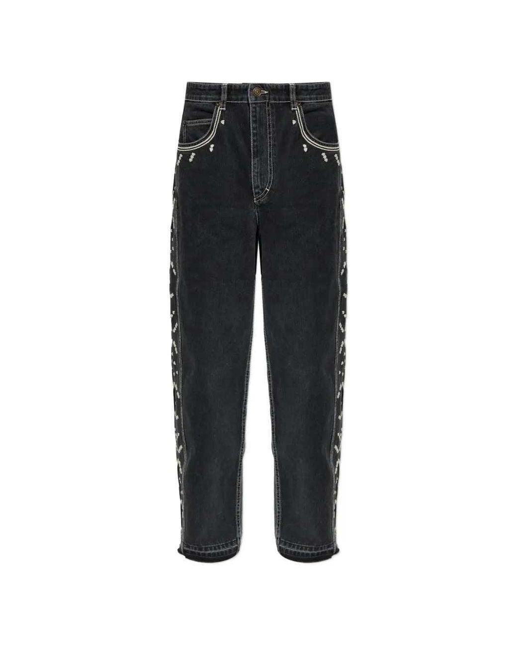 Isabel Marant Black Jorian Embroidered Jeans for men