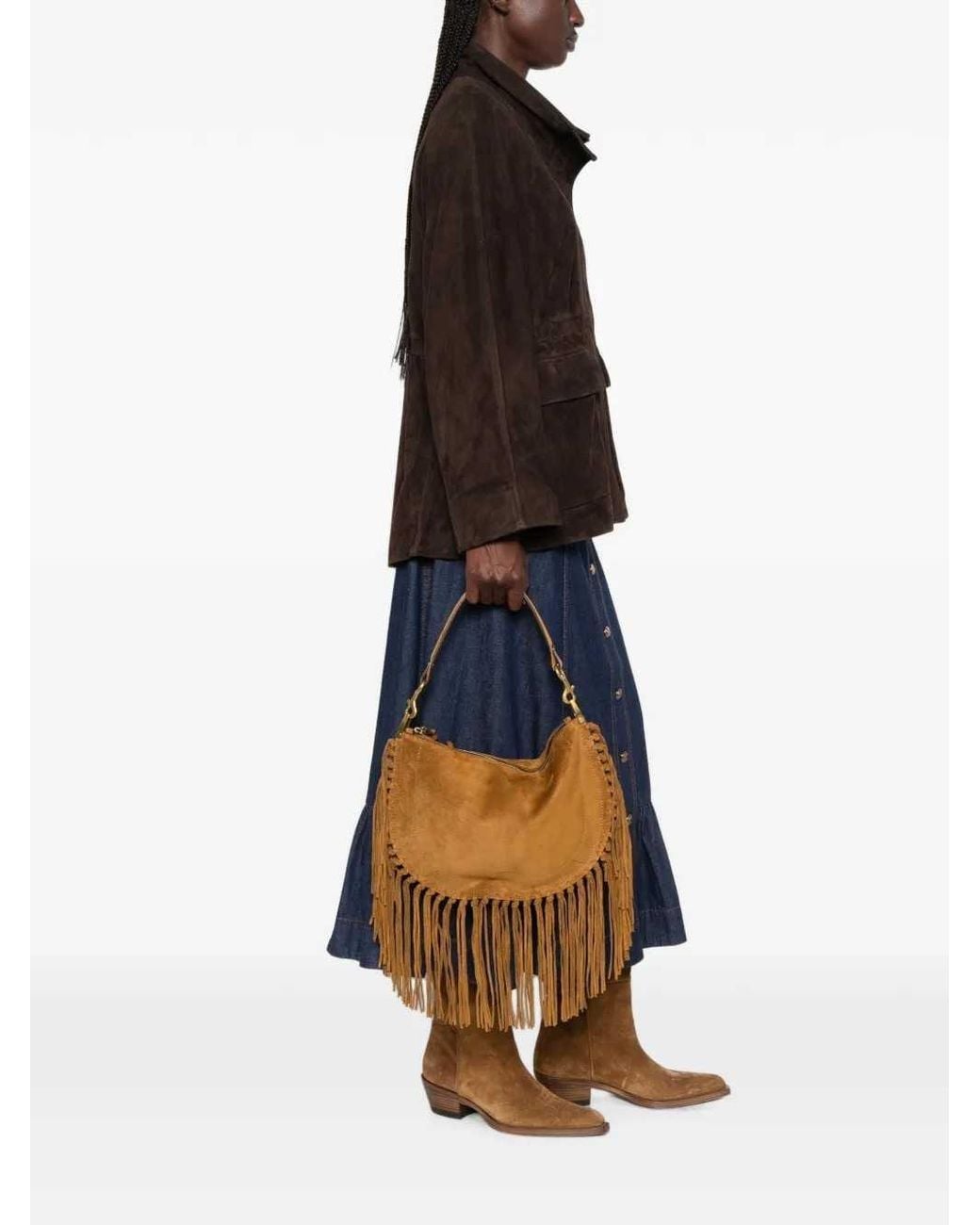 Isabel Marant Black Oskan Soft Bag With Zip And Fringe