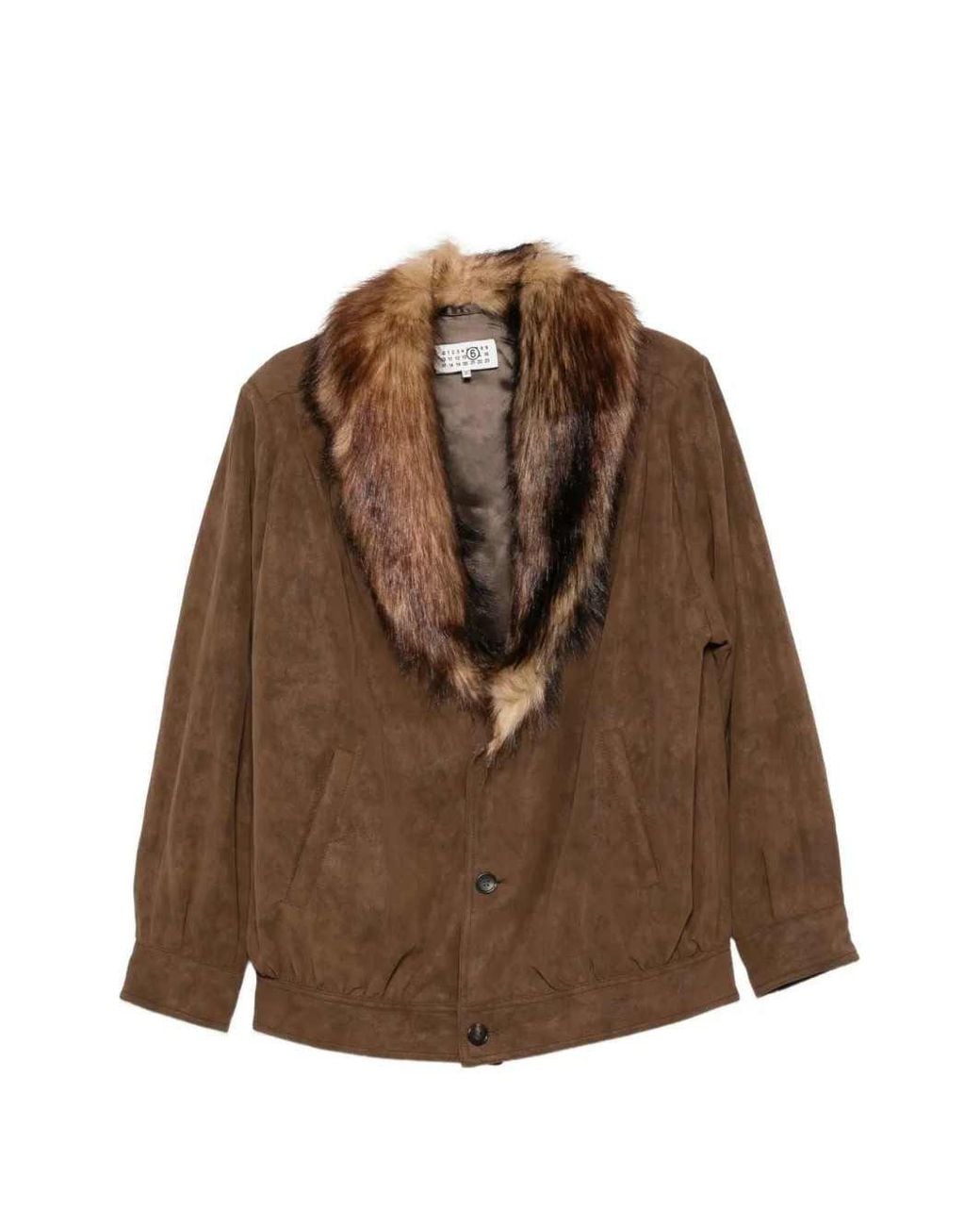 MM6 by Maison Margiela Brown Faux-Fur Collar Jacket