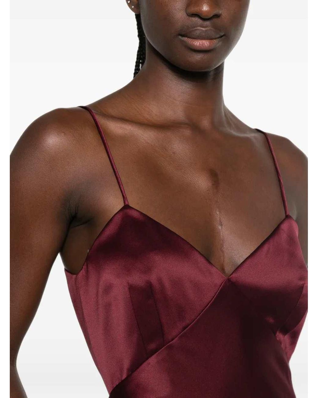 Max Mara Red Silk Satin Slip Dress
