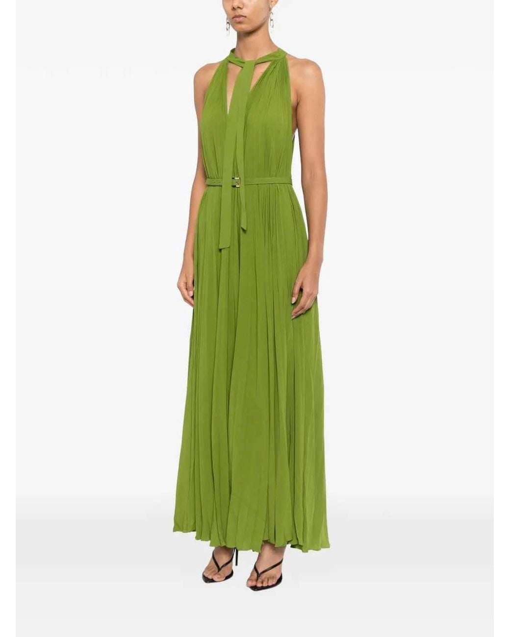 Tom Ford Green Long Sunray-Pleated Shirt Dress