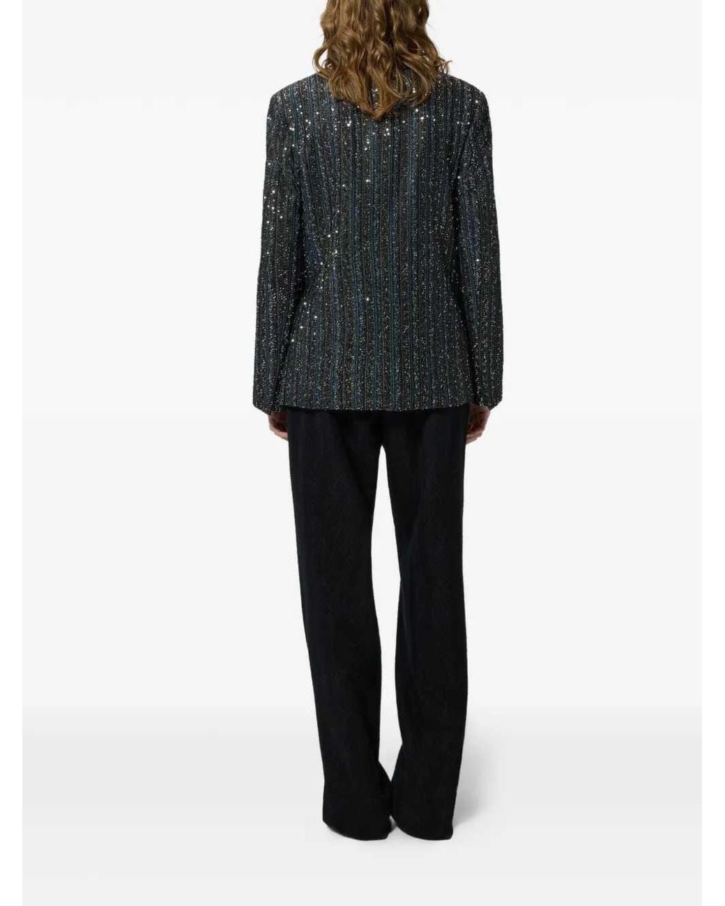 Missoni Black Striped Sequin Bomber Jacket
