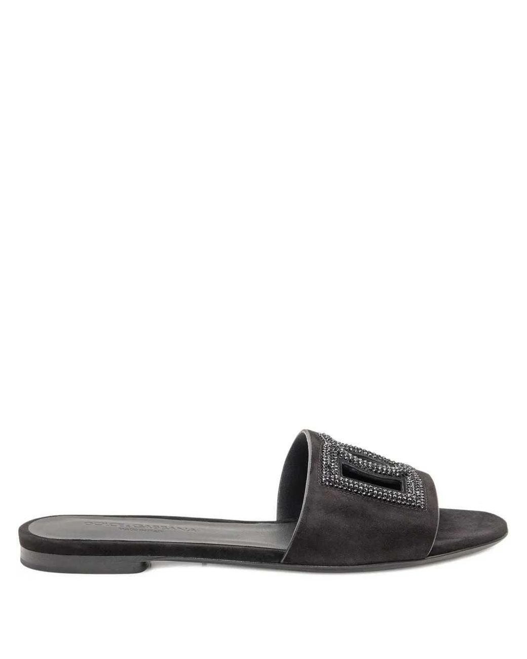 Dolce & Gabbana Black Embellished Sandals