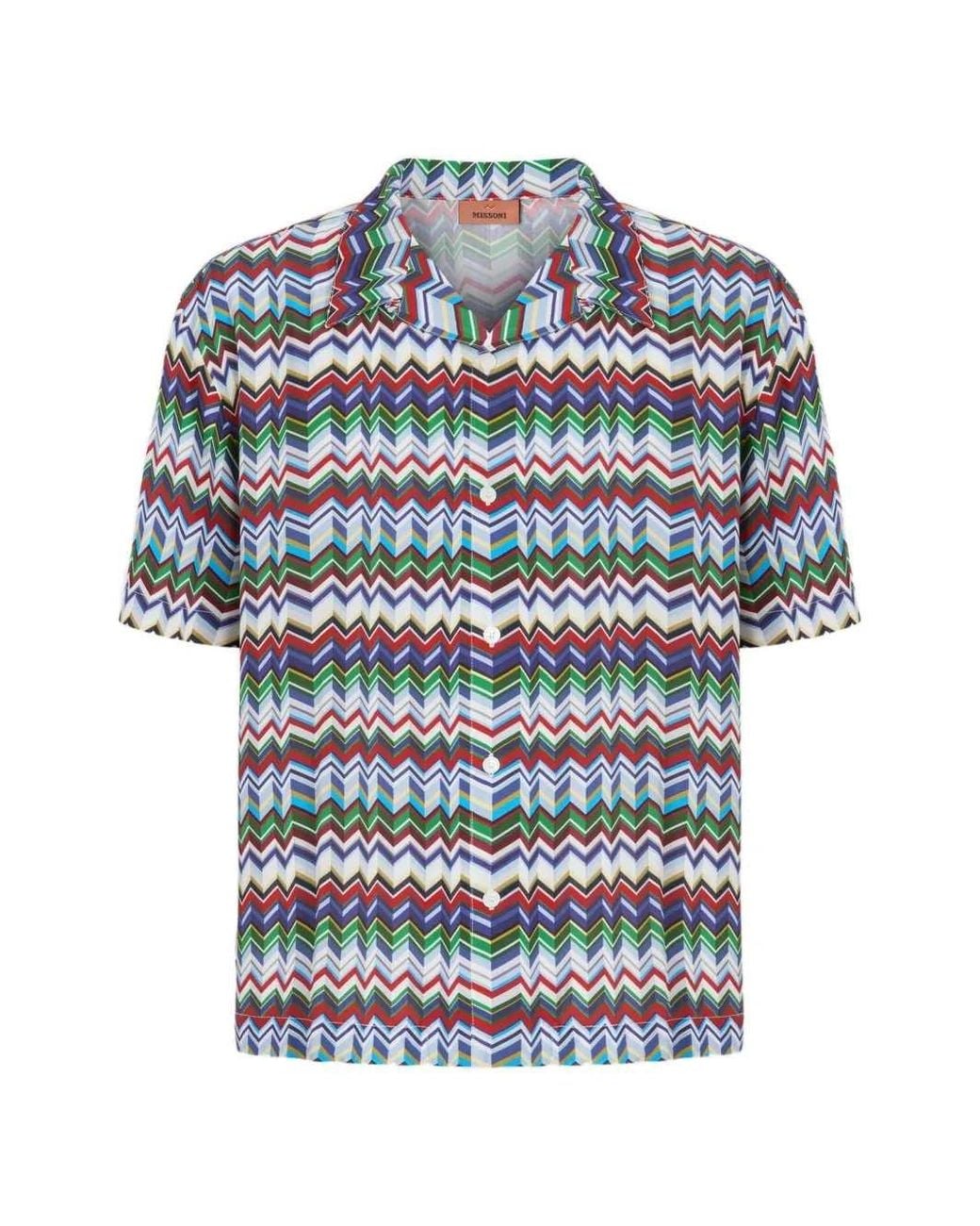 Missoni Blue Zigzag Button-Up Shirt for men