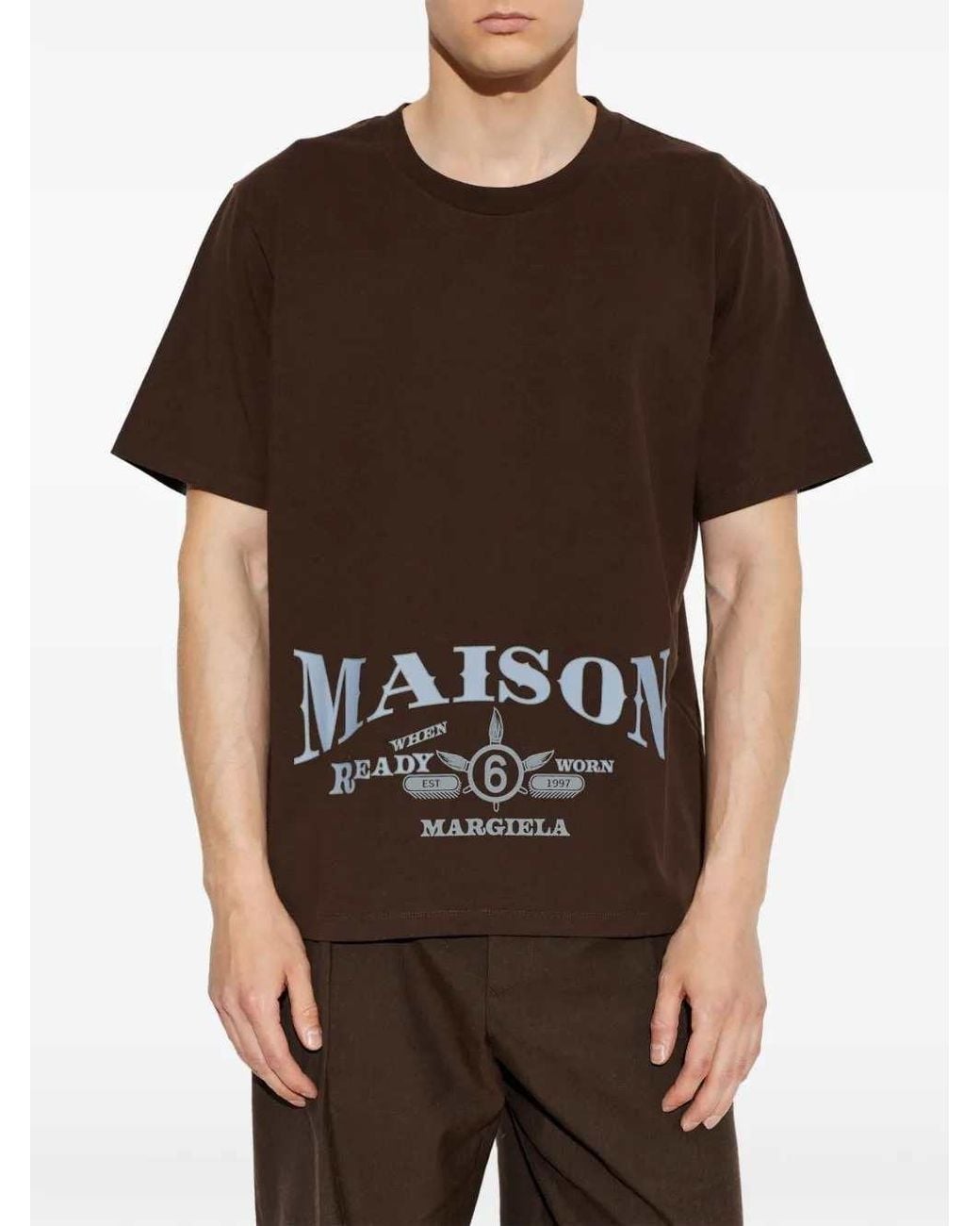 MM6 by Maison Margiela Brown Logo T-Shirt for men