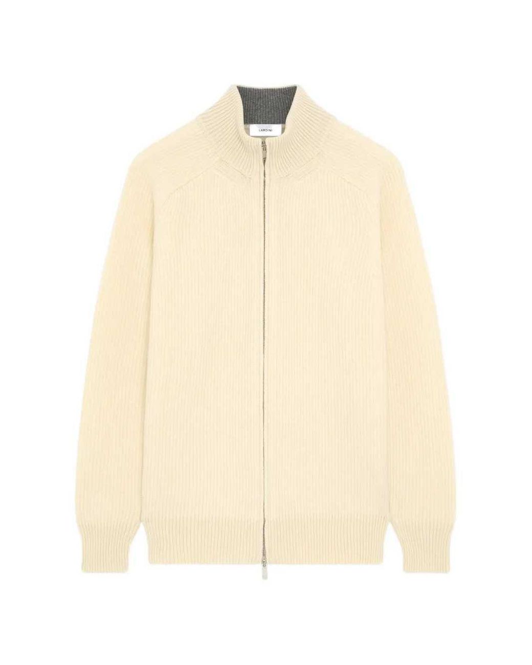 Lardini Natural Ribbed Zip-Up Cardigan for men