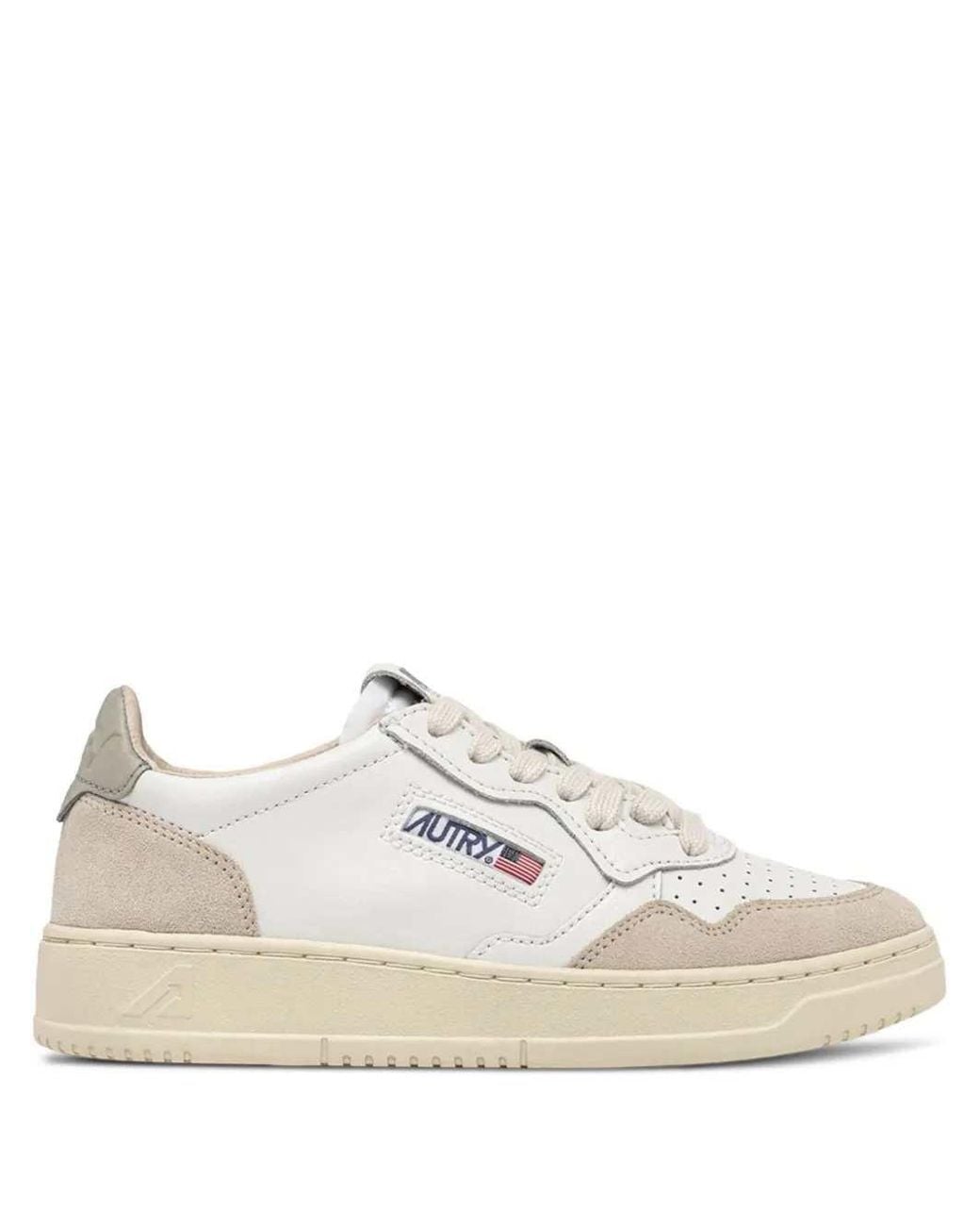 Autry White "Medalist Low Leather Suede Sneakers for men