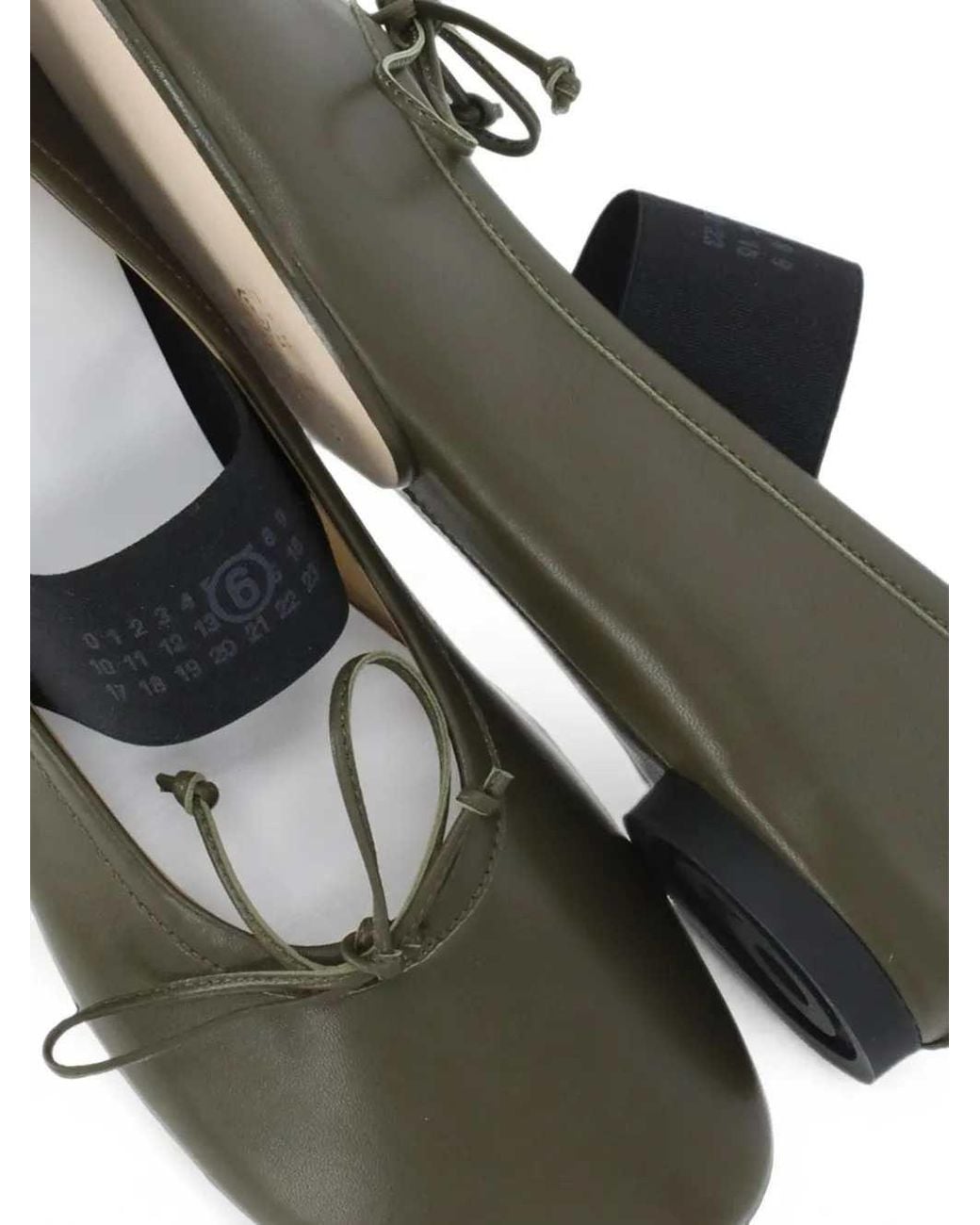 MM6 by Maison Margiela Green Anatomic Ballet Flats With Numeric Logo