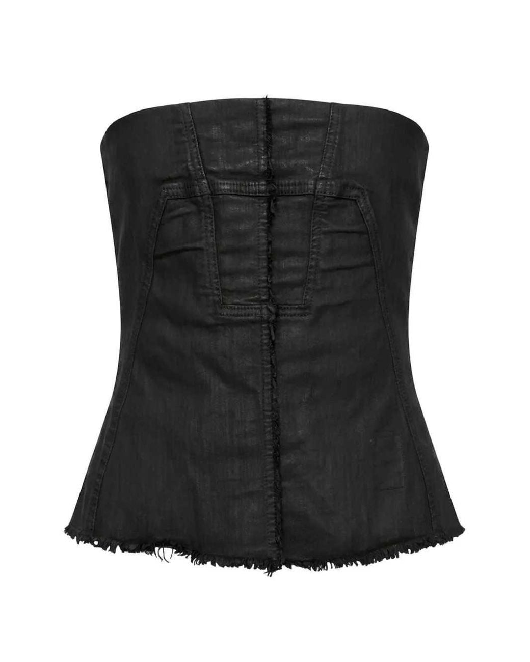 Rick Owens Black Drkshdw Waxed-Finish Bustier Top