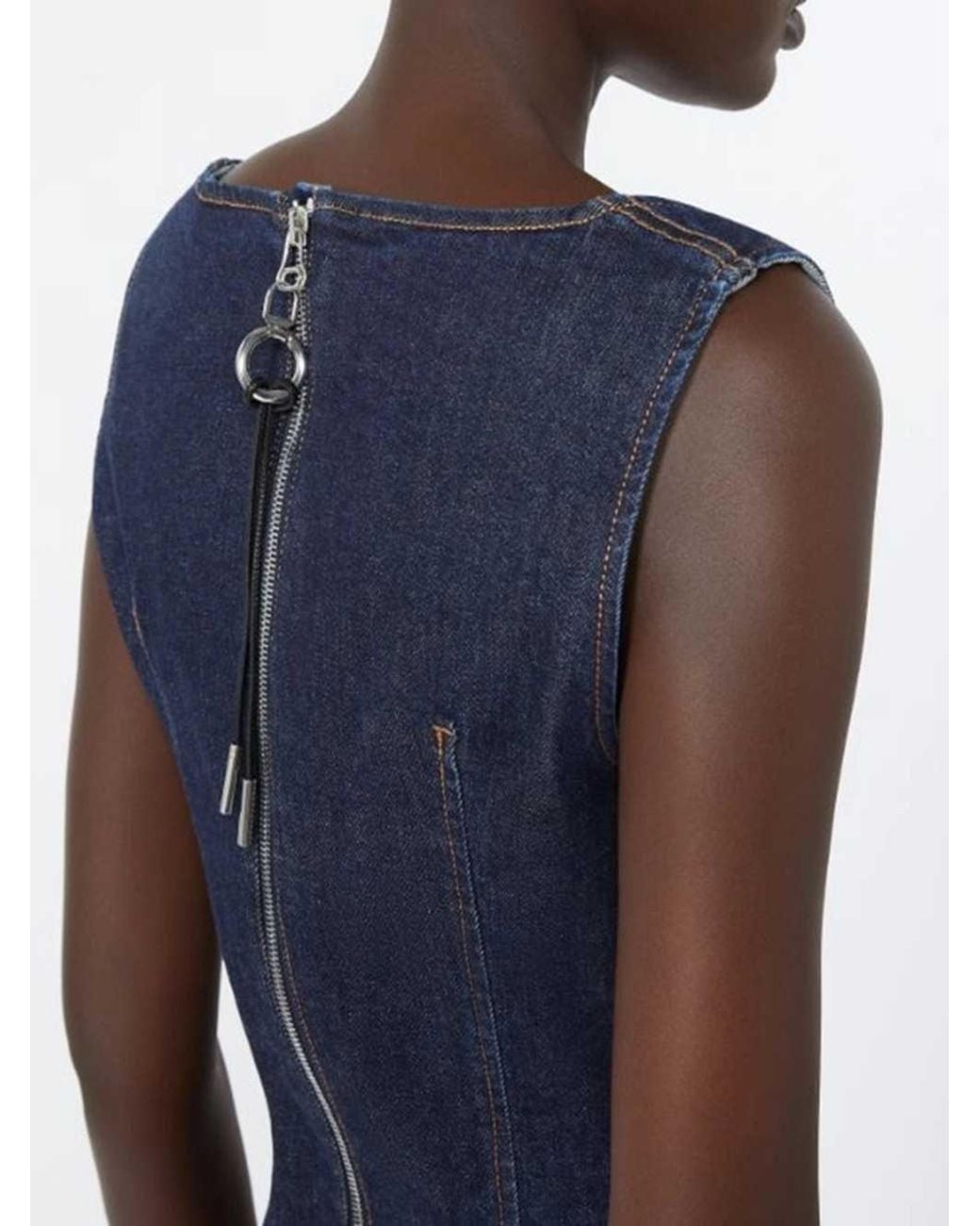 Sportmax Blue Denim Dress With Zip Fastening