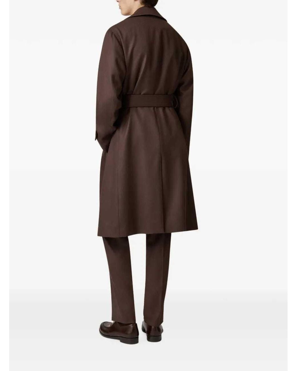 Lardini Brown Single-Breasted Wool Trench Coat for men