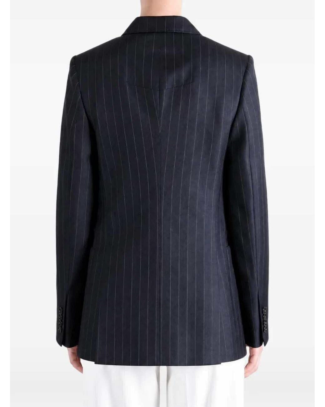 Givenchy Blue Striped Wool Double-Breasted Jacket