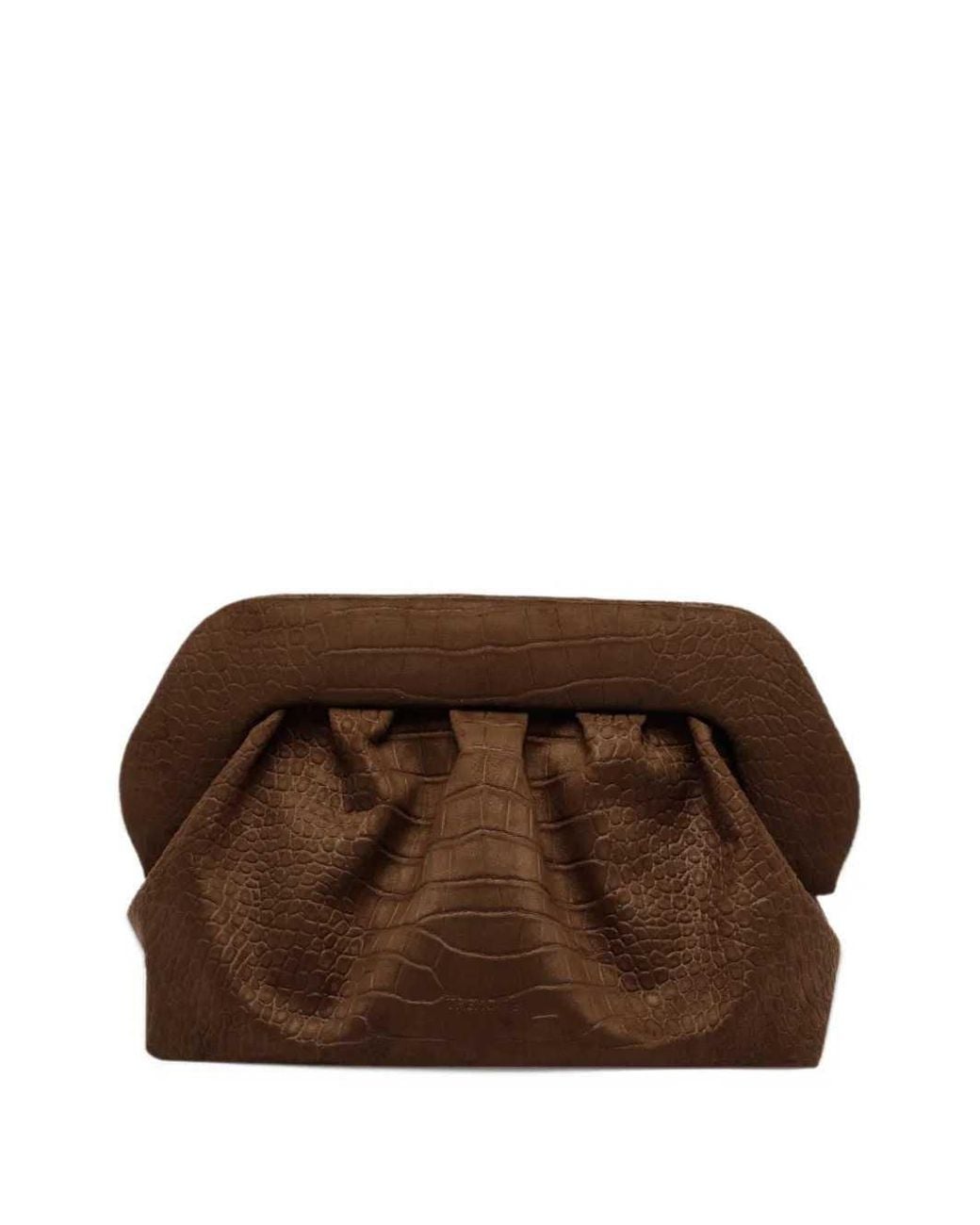THEMOIRÈ Brown Bios Crocodile-Effect Clutch