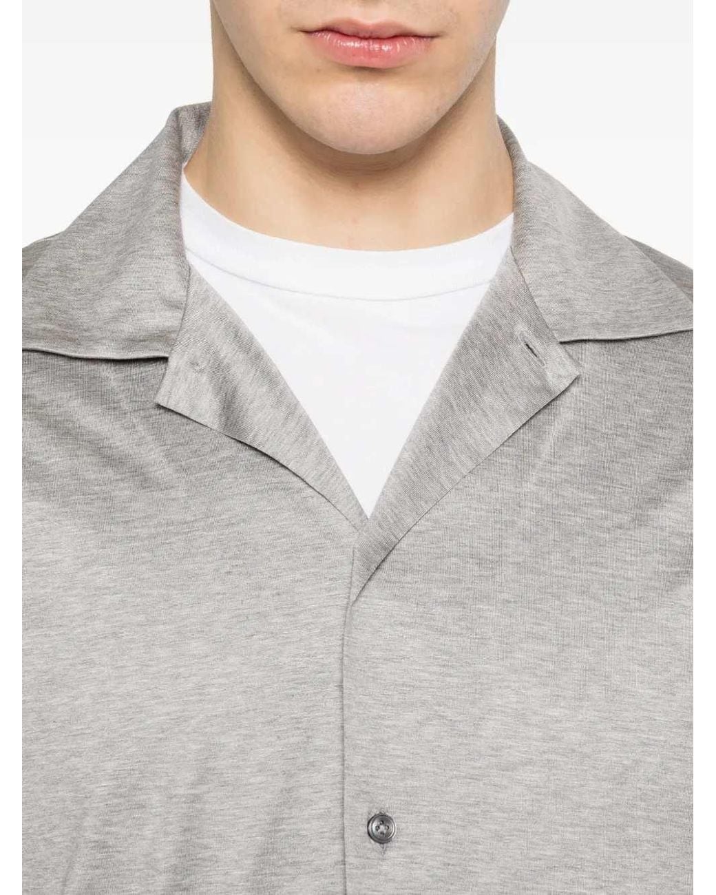 Lardini Gray Long-Sleeved Button-Up Shirt for men