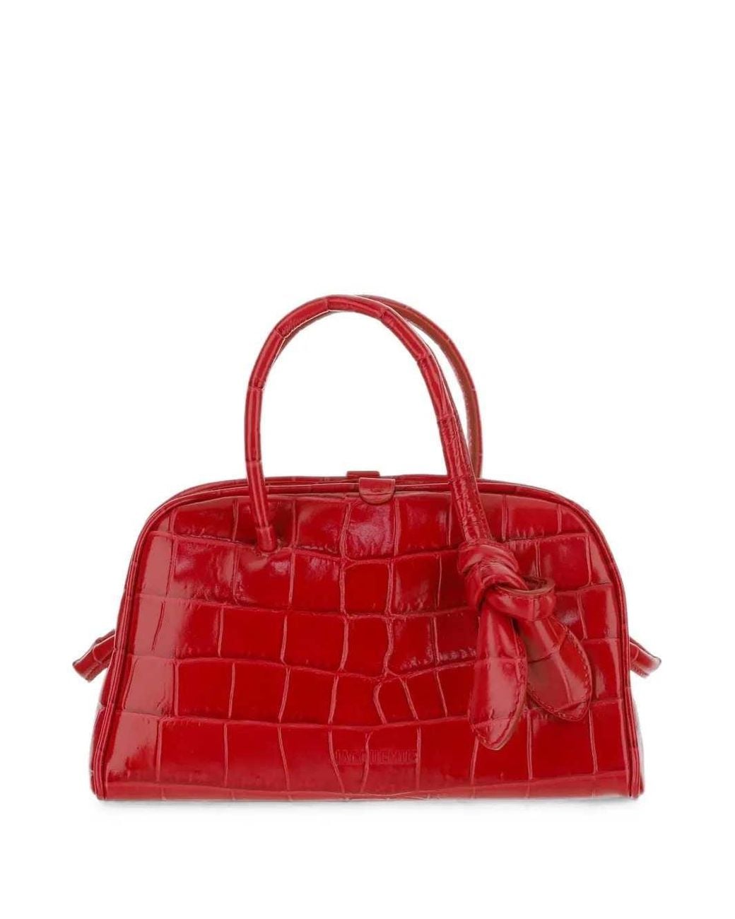 Jacquemus Red Crocodile-Effect Clutch