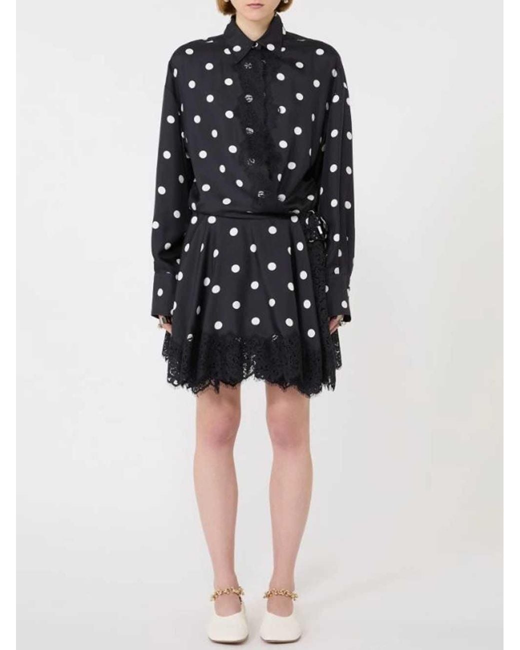 Sportmax Blue Short Dress With Lace