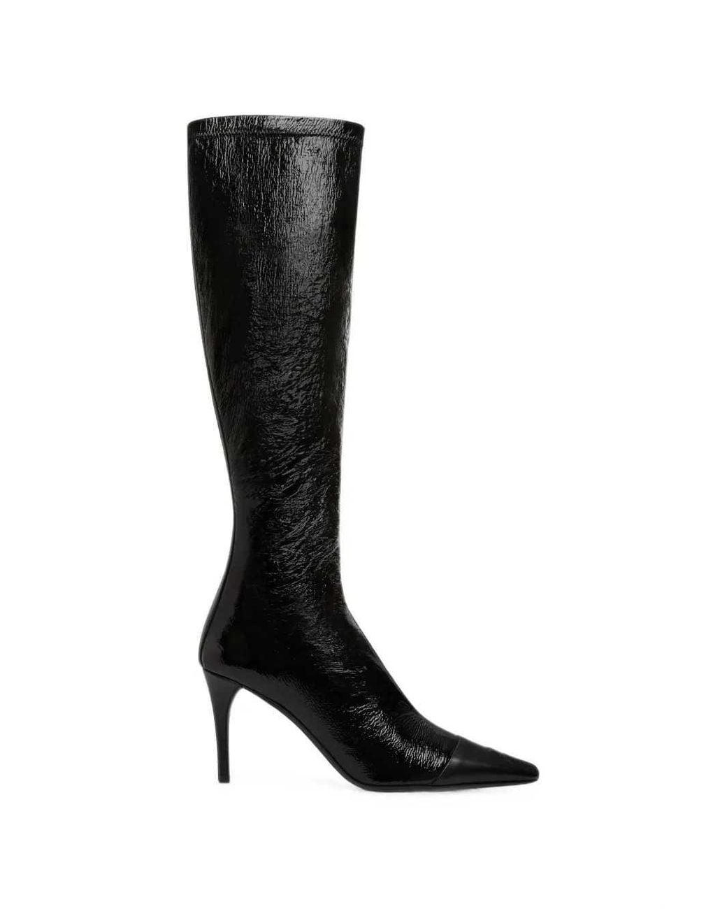 Courreges Black Ruched-Toe Boots