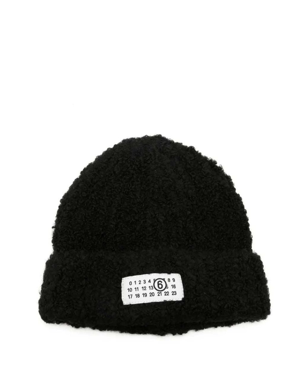 MM6 by Maison Margiela Black Beanie With Appliqué for men
