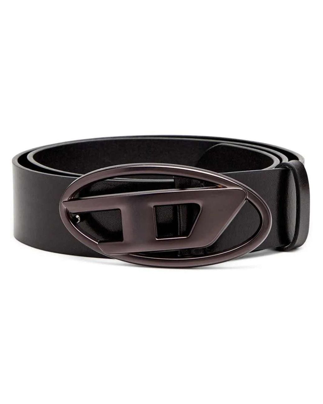 DIESEL Black Calfskin Belt With Cut-Out Buckle