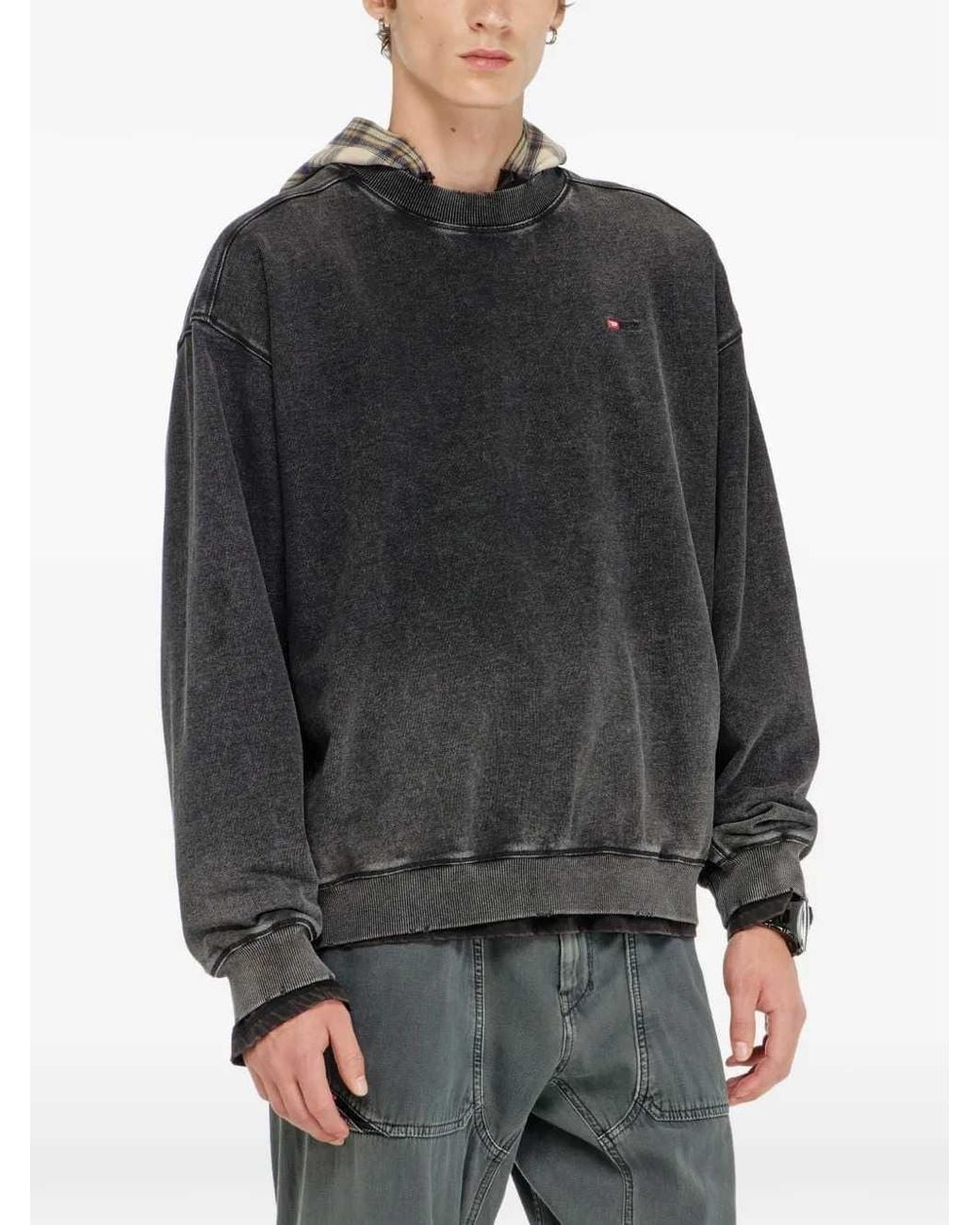 DIESEL Black Faded-Effect Cotton Sweatshirt for men
