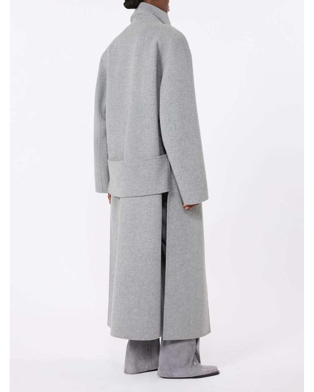 Sportmax Gray Pure Wool Long Coat