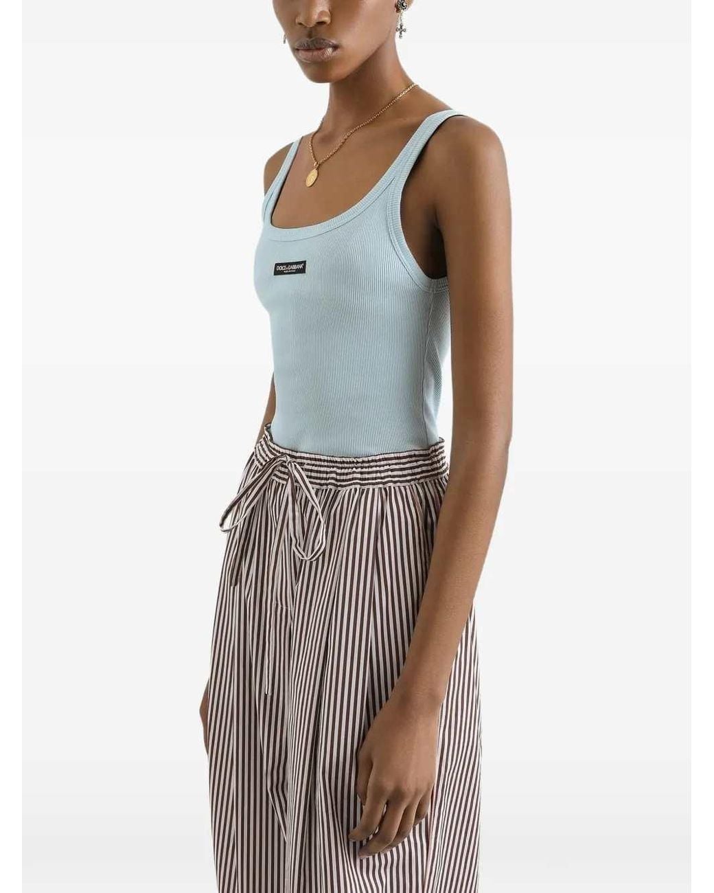 Dolce & Gabbana Blue Ribbed Tank Top