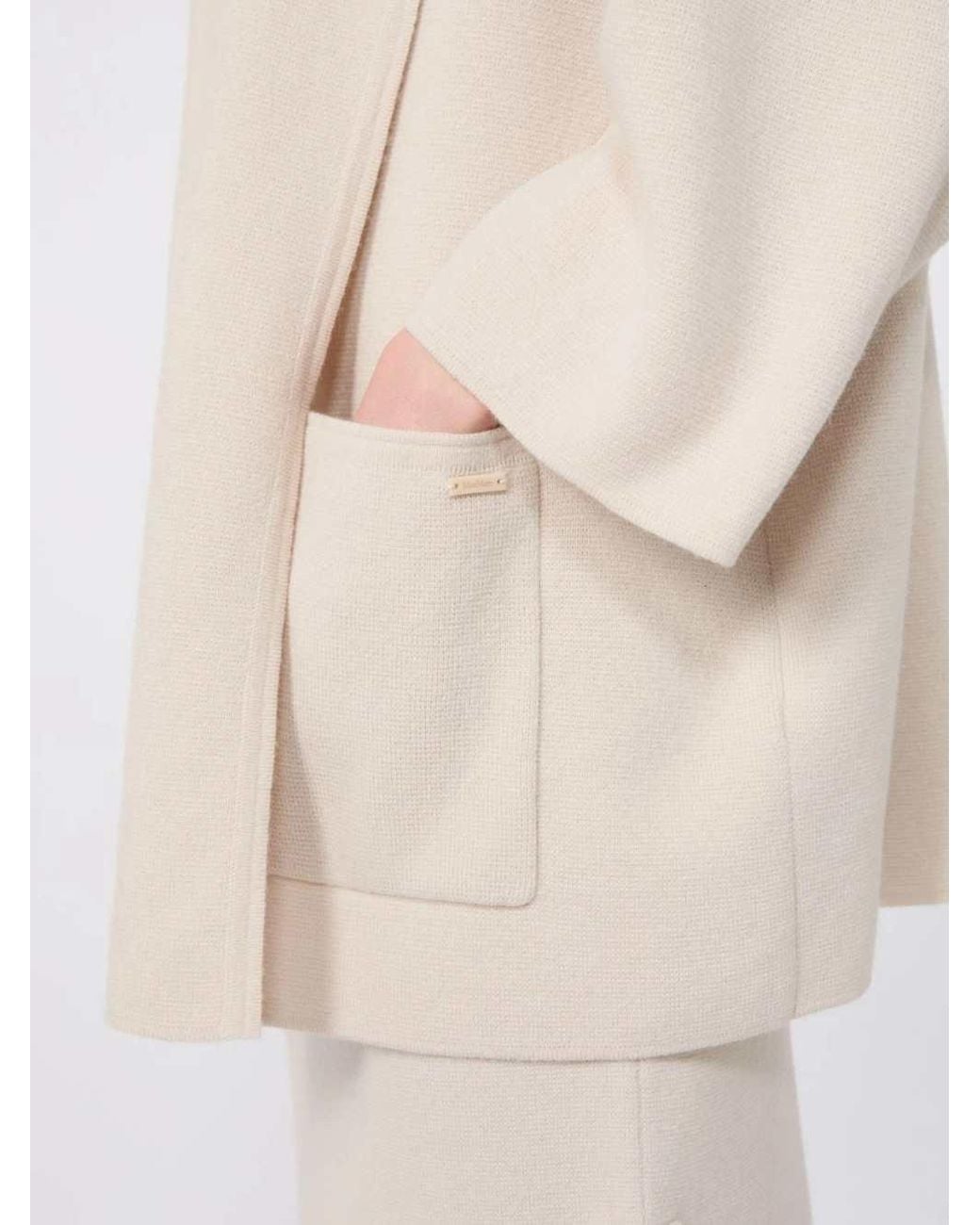 Max Mara White Wool And Cashmere Hooded Cardigan