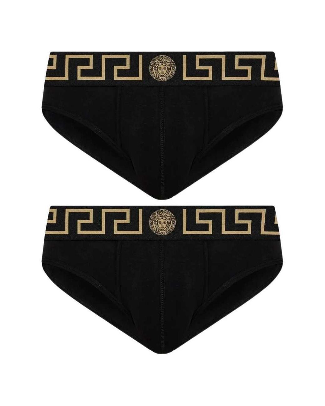 Versace Black Greca Medusa Briefs (Two-Pack) for men